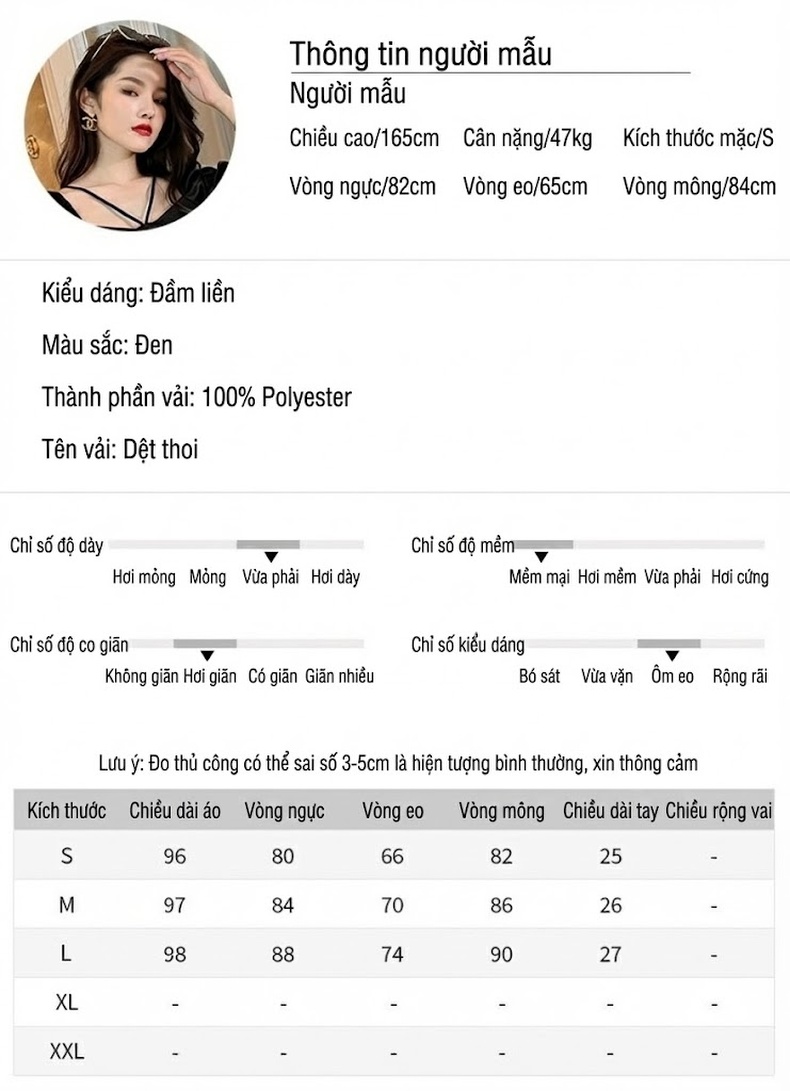 Váy Đầm Ôm Body Nữ Tay Bồng Cổ chữ Vuông Thiết Kế Pháp Màu Đen chi tiết 2