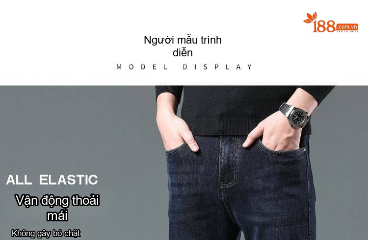 Quần Jeans Nam Ống Đứng Dáng Ôm Vừa Co Giãn Nhẹ Phong Cách Trung Niên Màu Đen chi tiết 11