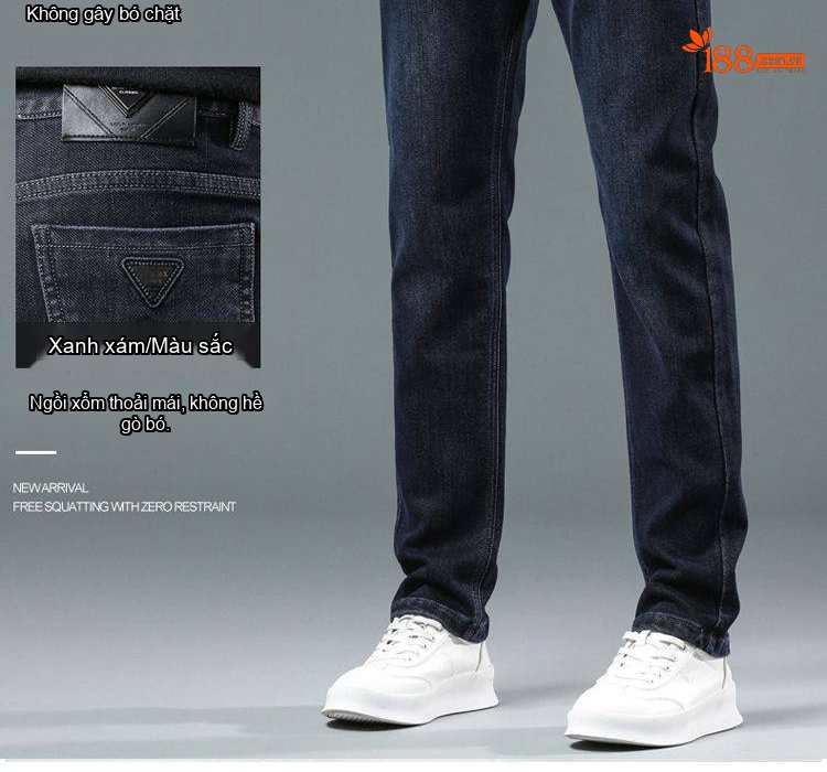 Quần Jeans Nam Ống Đứng Dáng Ôm Vừa Co Giãn Nhẹ Phong Cách Trung Niên Màu Đen chi tiết 12