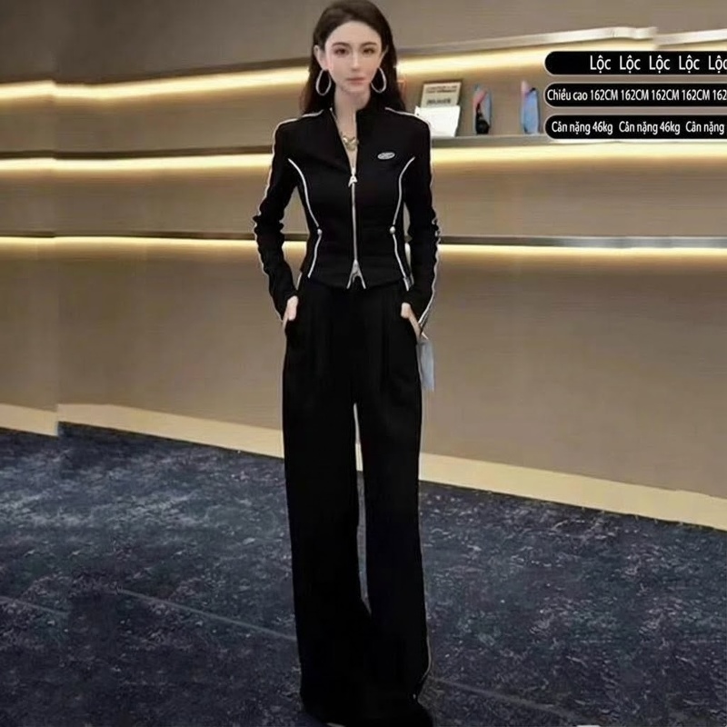 Bộ quần áo thể thao nữ dáng rộng phong cách thanh lịch