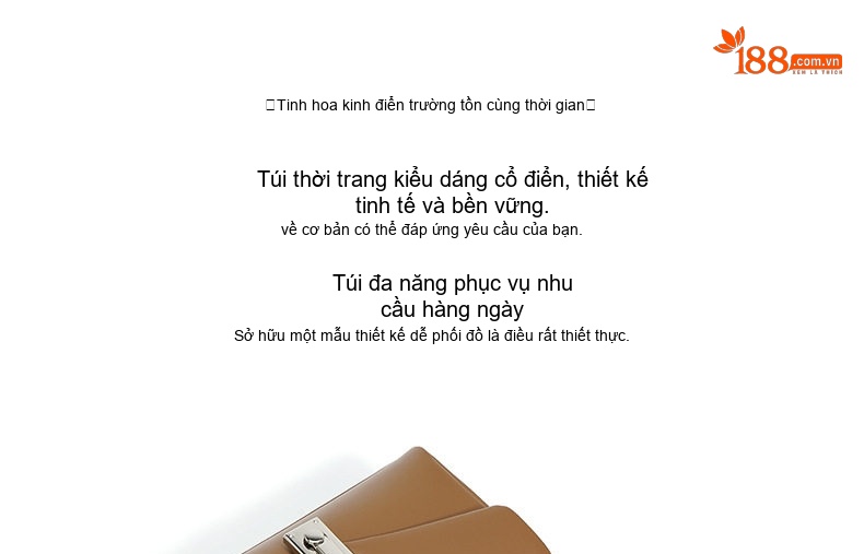 Túi Đeo Vai/Đeo Chéo Nữ Da Bò Khóa Gập Phong Cách Tối Giản Màu Nâu, Đen, Kem chi tiết 4