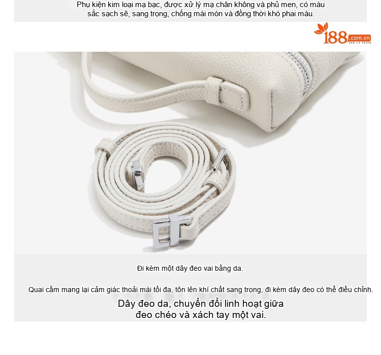 Túi Hộp Đựng Cơm Da Bò LP19, Túi Xách Tay, Túi Đeo Chéo Mini Đựng Điện Thoại Màu Trắng, Đen, Nâu chi tiết 5