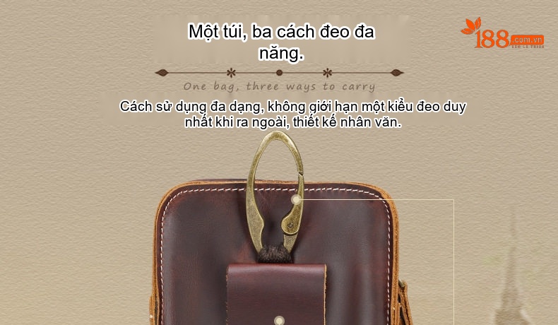 Túi Đeo Chéo Mini Nam Nữ Da Bò Retro Đa Năng chi tiết 7