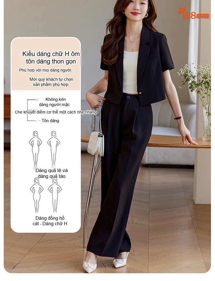 Áo Blazer Nữ Tay Ngắn Dáng Croptop Phong Cách Công Sở Màu Be, Đen, Trắng chi tiết 8