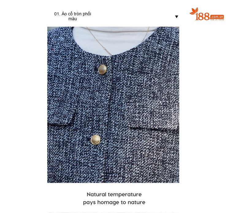 Set Áo Khoác Lửng Tay Lông và Chân Váy Tiểu Thư Dáng Ôm Chất Vải Tweed Màu Xám chi tiết 8