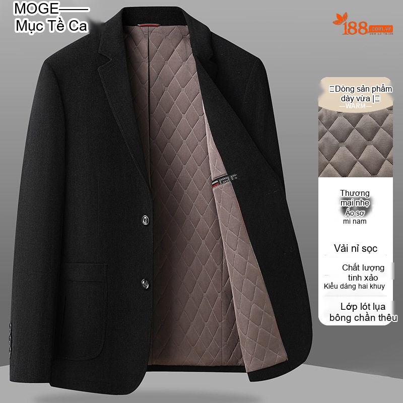 Áo Vest Nam Dáng Ôm Vải Nhung Gân Dày Dặn Hai Nút Phong Cách Lịch Lãm Màu Đen, Nâu
