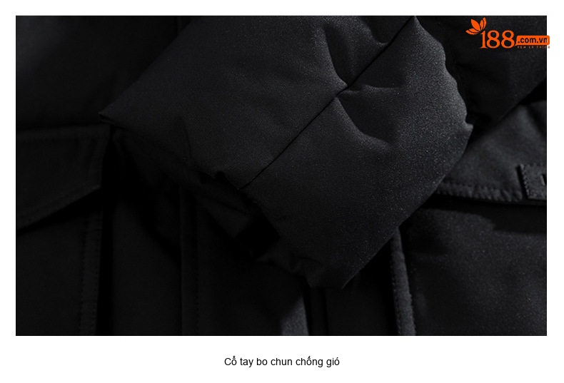 Áo Khoác Phao Nam Dáng Dài Có Mũ Lông Dày Cotton Giữ Ấm Màu Đen, Xanh Rêu, Xanh Navy chi tiết 17