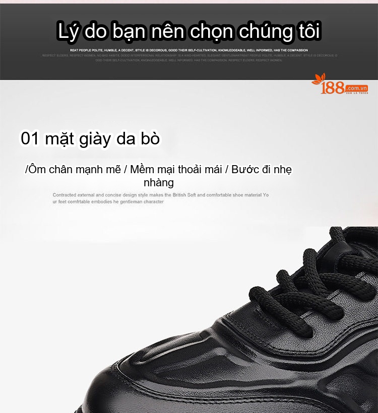 Giày Thể Thao Nam Da Bò Chiều Cao Đế Khoảng 4cm Màu Đen, Nâu chi tiết 11