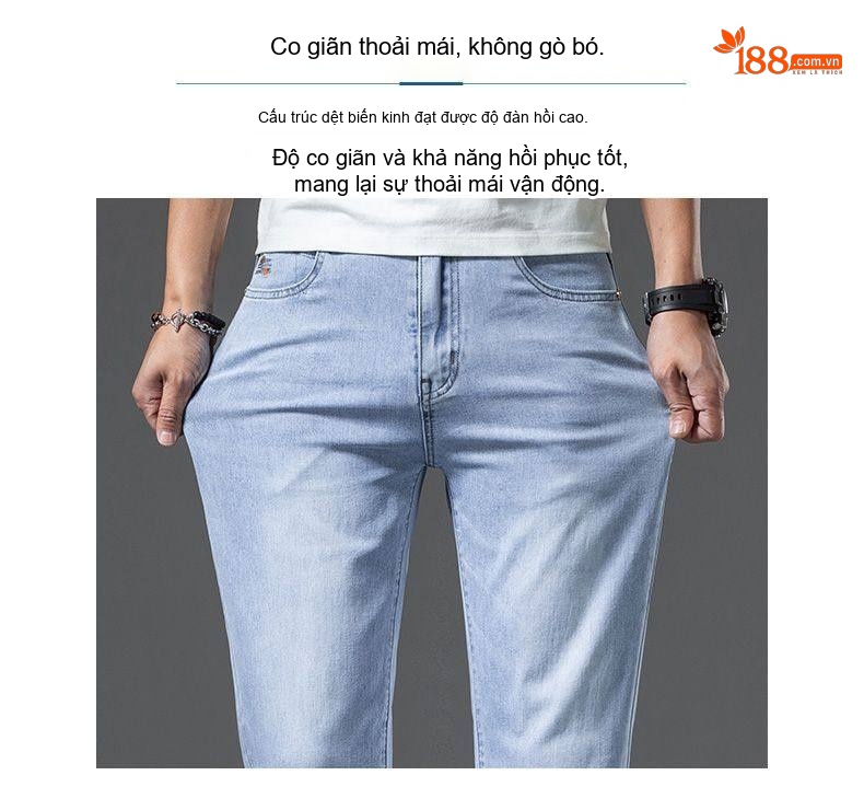 Quần Jean Nam Ống Đứng Mỏng Co Giãn Thoải Mái Màu Xanh chi tiết 12
