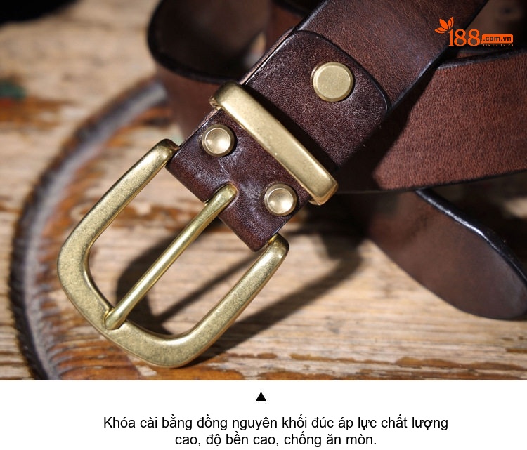 Thắt Lưng Nam Da Bò Khóa Kim Cổ Điển Phong Cách Ý Màu Nâu, Đen, Vàng chi tiết 19