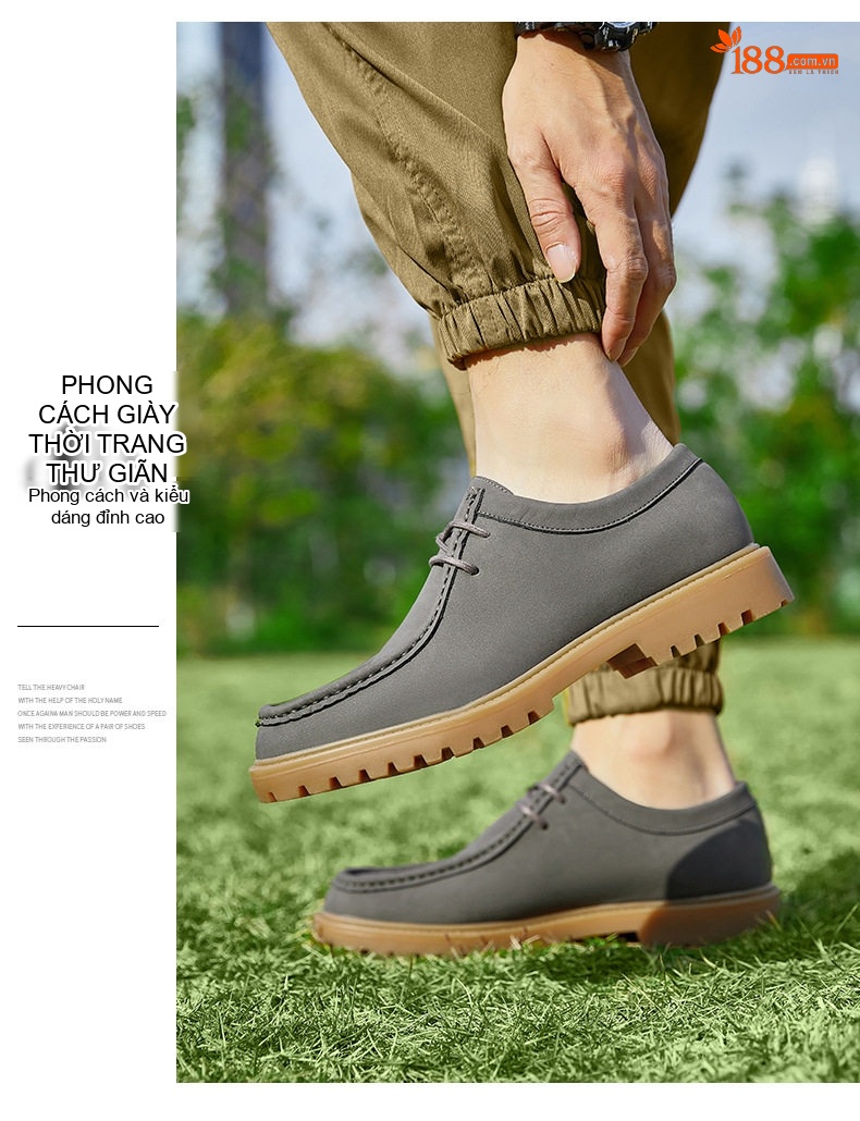 Giày Oxford Nam Giày Da Mờ Buộc Dây Phong Cách Nhật Bản Chiều Cao Đế Khoảng 3cm Màu Đen, Nâu, Xám, Xanh... chi tiết 13