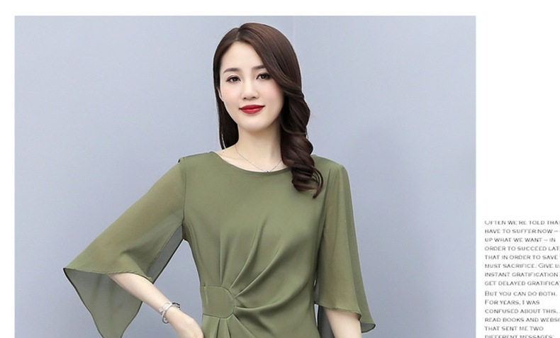 Váy liền thân Nữ Dáng Ôm Eo Phong Cách Pháp Thanh Lịch Màu Xanh, Nâu, Xanh Lá, Hồng... chi tiết 38