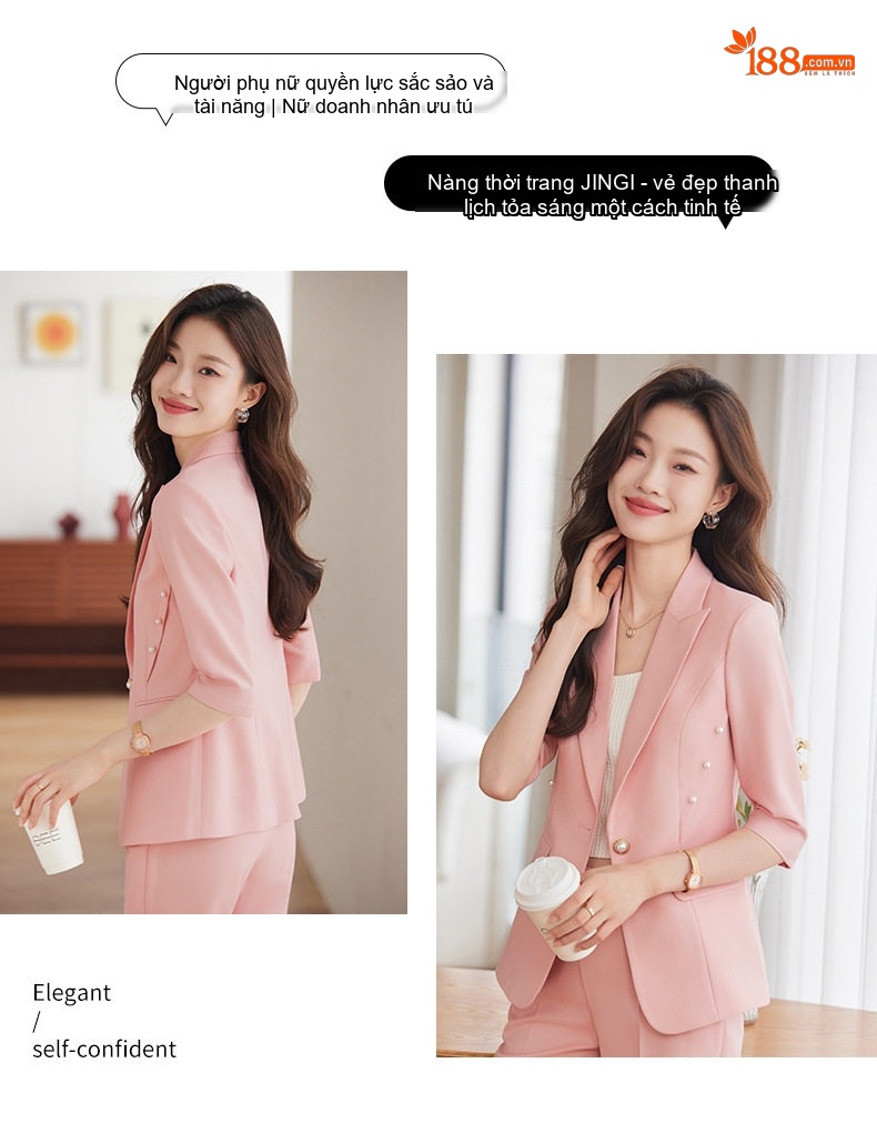 Áo Vest Công Sở Tay Lỡ Phong Cách Hàn Quốc Màu Hồng, Vàng, Trắng chi tiết 15