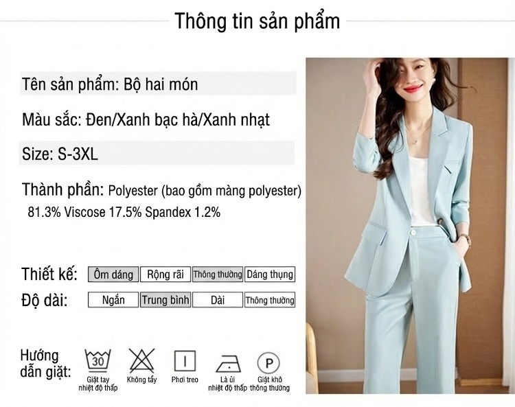 Áo Khoác Blazer Nữ Tay Lỡ Phong Cách Hàn Quốc Màu Xanh Nhạt, Vàng, Đen chi tiết 8