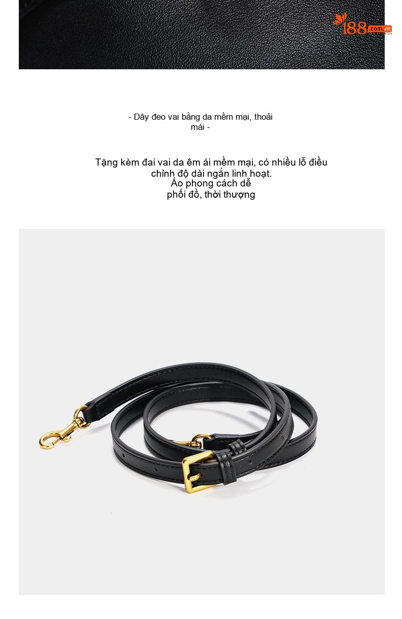 Túi Tote Da Bò Đeo Vai/Đeo Chéo Kiểu Rodeo Bag Sức Chứa Lớn Màu Đen, Trắng chi tiết 15