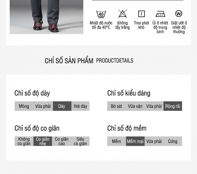 Quần Dài Nam Cotton Ống Suông Rộng Thoải Mái Màu Đen, Xám, Xanh Navy, Nâu chi tiết 12