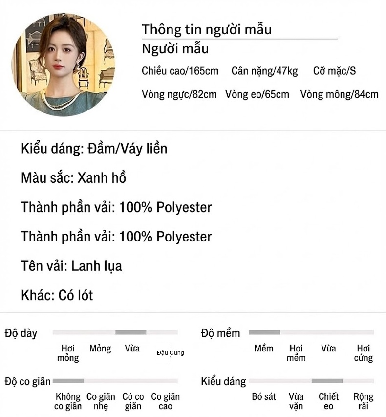 Váy Ôm Body Nữ Thiết Kế Cổ Tròn Tay Ngắn Thắt Eo Đính Nơ Màu Xanh chi tiết 2