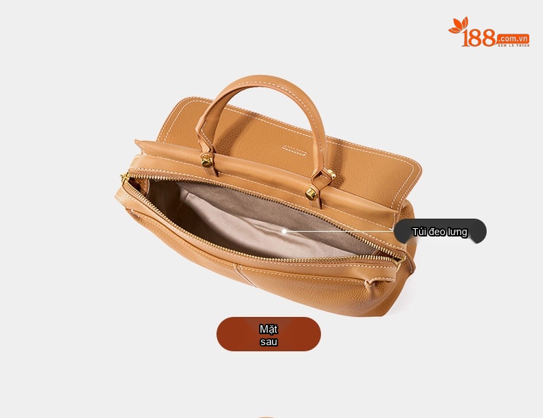 Túi Đeo Chéo Nữ Da Bò Dáng Hộp Công Sở Size Lớn Màu Nâu, Đen, Vàng chi tiết 23
