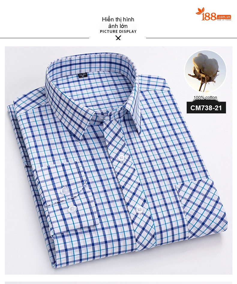 Áo Sơ Mi Dài Tay Nam Cotton Mỏng Phong Cách Thời Trang Họa Tiết Kẻ Caro chi tiết 17