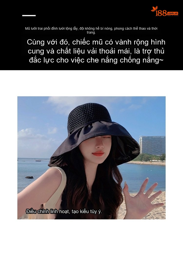 Mũ Cói Nữ Chống Nắng Chống Tia UV Vành Rộng Thời Trang Đi Biển Màu Be, Đen, Hồng, Nâu... chi tiết 2