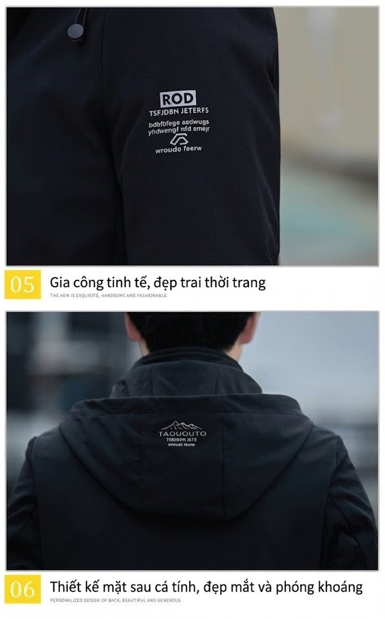 Áo Khoác Nam Dáng Rộng Có Mũ Trùm Đầu Tháo Rời Phong Cách Casual Màu Đen, Xám, Xanh... chi tiết 22