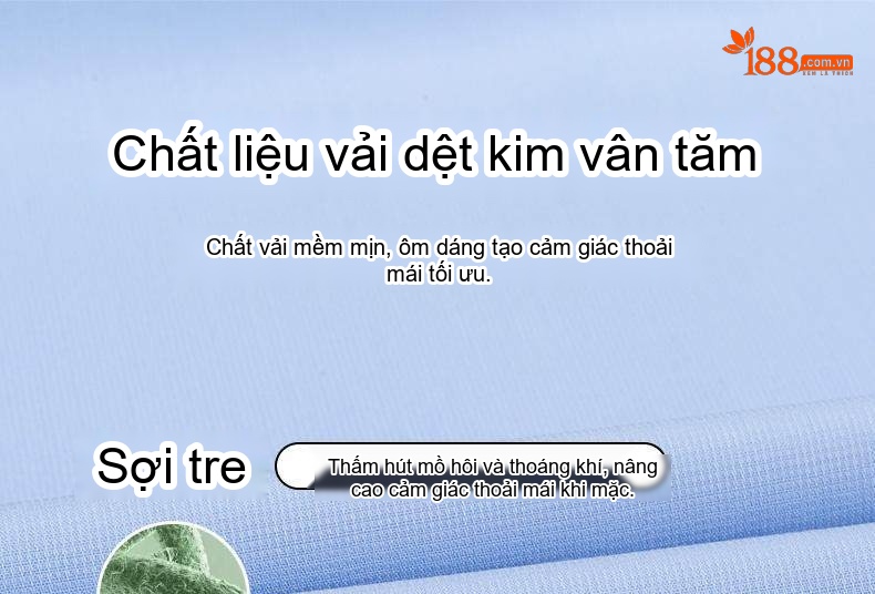 Áo Sơ Mi Tay Dài Nam Vải Sợi Tre Thoáng Khí Phong Cách Công Sở Màu Trắng, Xanh Dương, Xanh Navy chi tiết 2