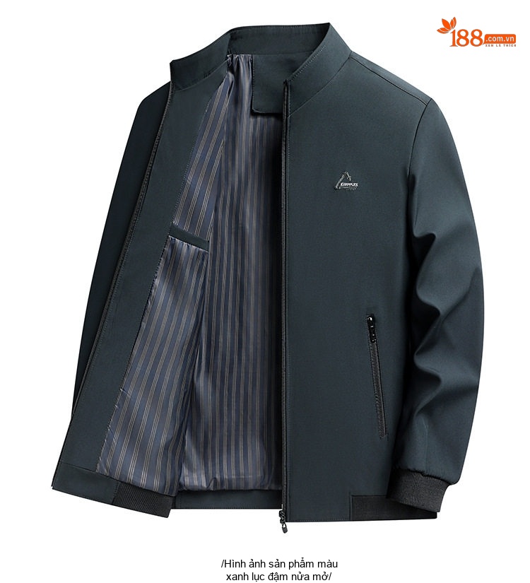 Áo Khoác Bomber Nam Cổ Trụ Thêu Họa Tiết Mỏng Nhẹ Màu Đen, Xanh Navy chi tiết 18