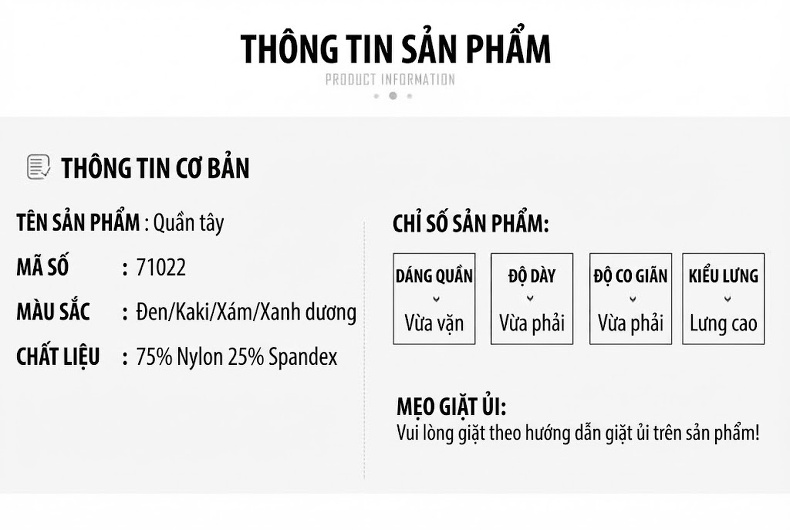 Quần Tây Nam Ống Côn Dáng Ôm Vừa Vặn Mỏng Nhẹ Phong Cách Công Sở Màu Be, Đen, Xanh Navy, Xám chi tiết 3