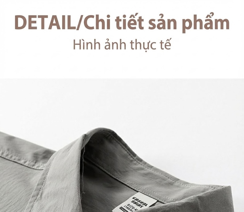 Áo Sơ Mi Nam Dáng Rộng Phong Cách Hàn Quốc Tay Dài Màu Xám, Trắng, Xanh Olive, Đen chi tiết 19