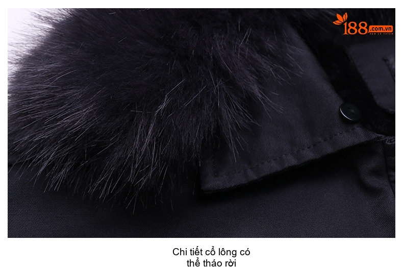 Áo Khoác Cotton Nữ Dáng Ngắn Lót Lông Cổ Lông Màu Đen, Xanh Rêu chi tiết 30