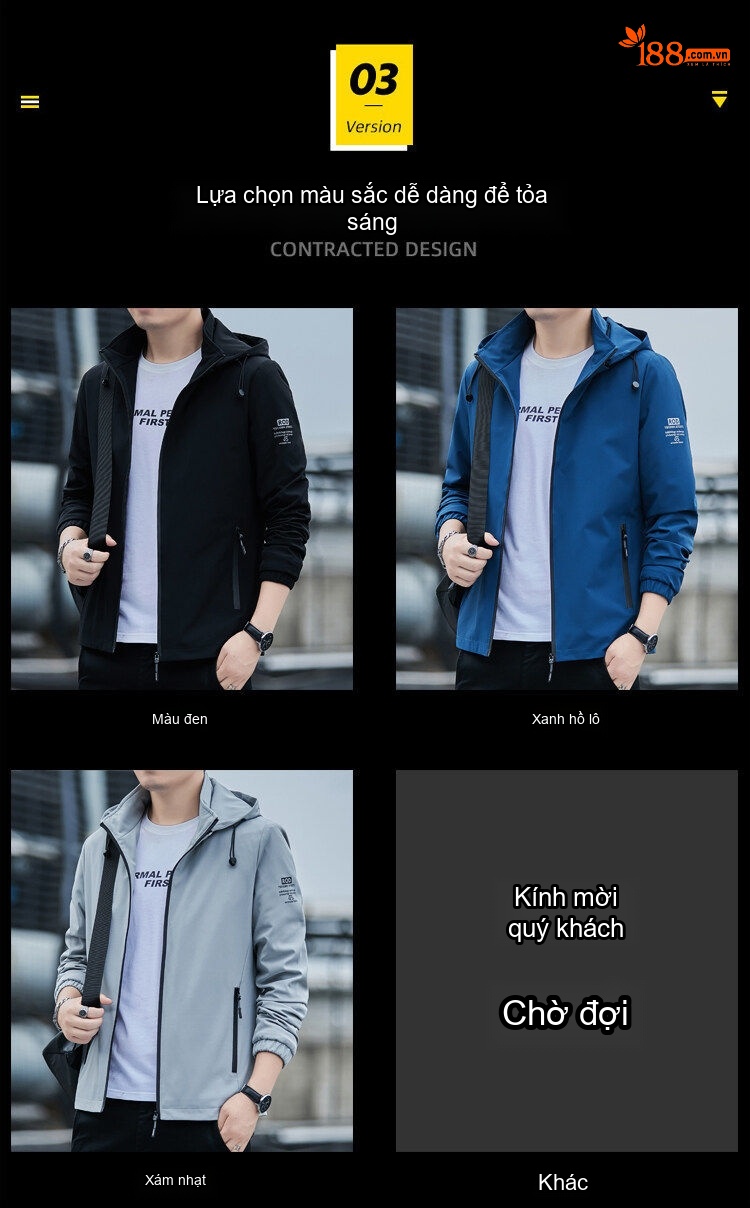 Áo Khoác Nam Dáng Rộng Có Mũ Trùm Đầu Tháo Rời Phong Cách Casual Màu Đen, Xám, Xanh... chi tiết 6