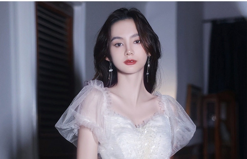 Váy Dạ Hội Nữ Dáng Dài Xòe Đuôi Cá Cao Cấp Màu Trắng, Hồng chi tiết 13