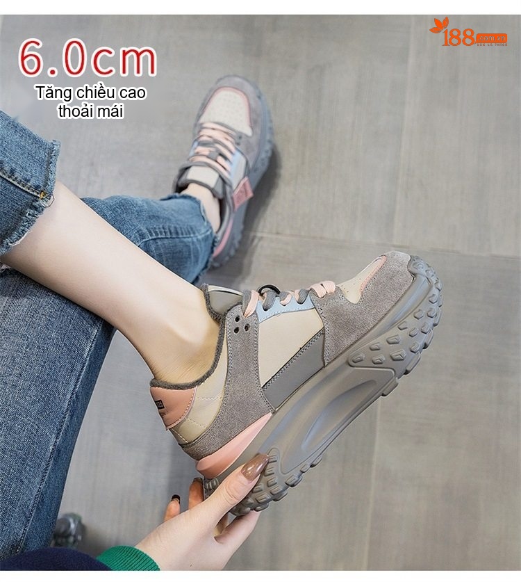 Giày Thể Thao Nữ Đế Dày Phong Cách Hàn Quốc Chiều Cao Đế Khoảng 5cm Màu Đen, Xám chi tiết 30