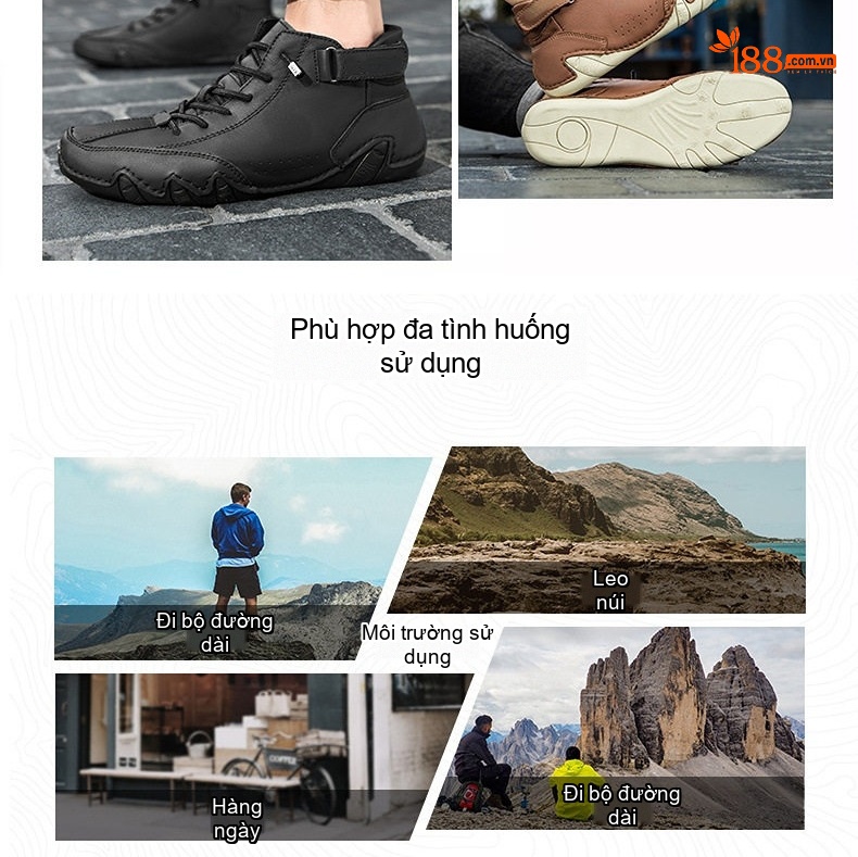 Giày Martin Cổ Cao Nam Nữ Da Bò Lót Lông Chiều Cao Đế Khoảng 3cm Màu Nâu, Đen chi tiết 3