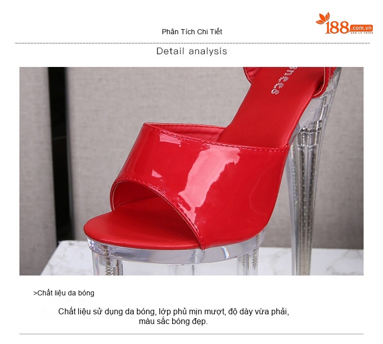 Giày Sandal Cao Gót Nữ Hở Ngón Quai Mảnh Đính Đá Gót Cao 10cm - 12cm Màu Đen, Đỏ, Trắng, Bạc... chi tiết 6