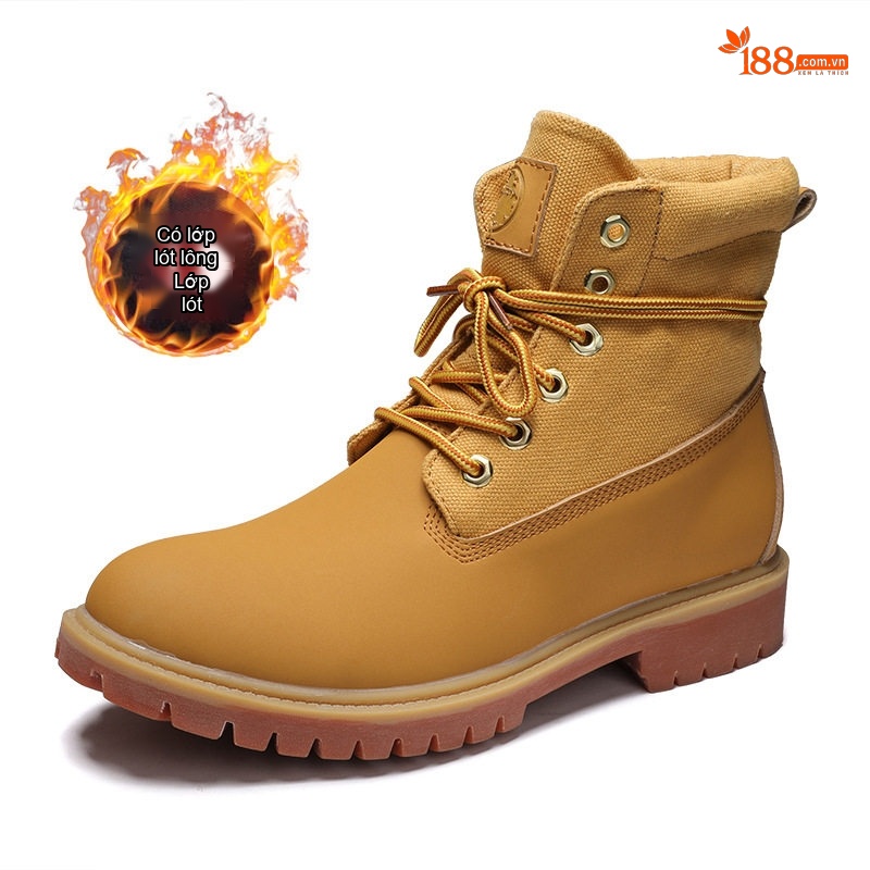 Giày boot nam da bóng buộc dây đế cao 3 cm