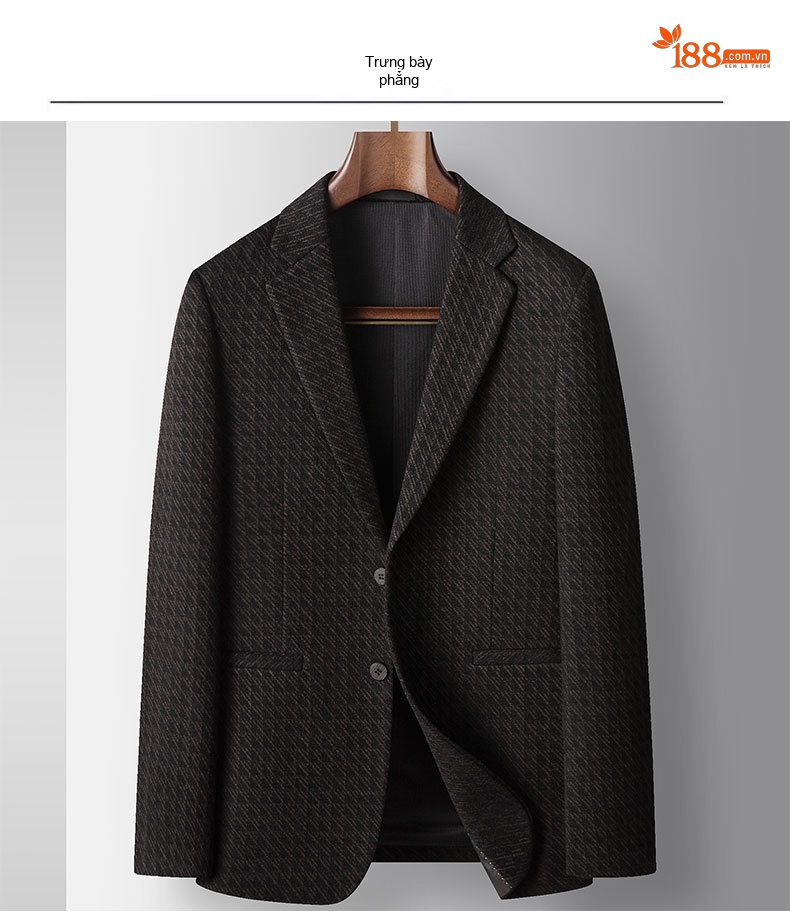 Áo Vest Nam Wool Kẻ Caro Một Hàng Khuy Phong Cách Lịch Lãm Màu Đen chi tiết 6