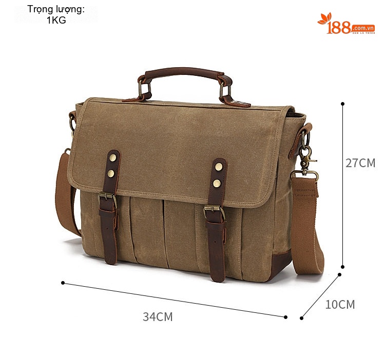 Túi Đeo Chéo Nam Vải Canvas Phối Da Bò Túi Máy Ảnh Phong Cách Retro chi tiết 13