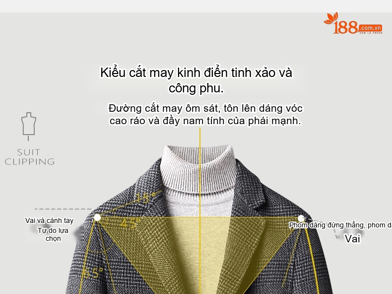 Áo Vest Nam Dệt Kim Jacquard Hai Mặt Thủ Công Màu Xám, Đen chi tiết 25