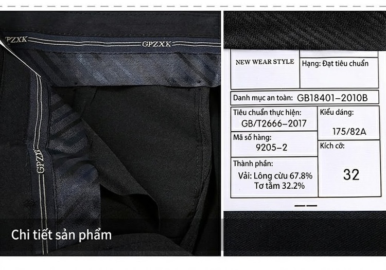 Quần Tây Nam Ống Đứng Lụa Tơ Tằm Dáng Rộng Trung Niên Màu Đen chi tiết 16