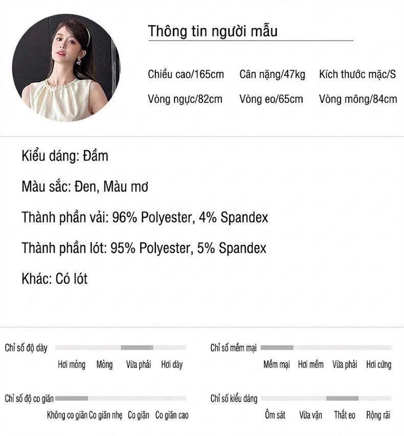Váy liền thân Nữ Thiết Kế Pháp Cổ Điển, Dáng Dài, Không Tay, Thắt Eo Màu Đen, Trắng Kem chi tiết 2