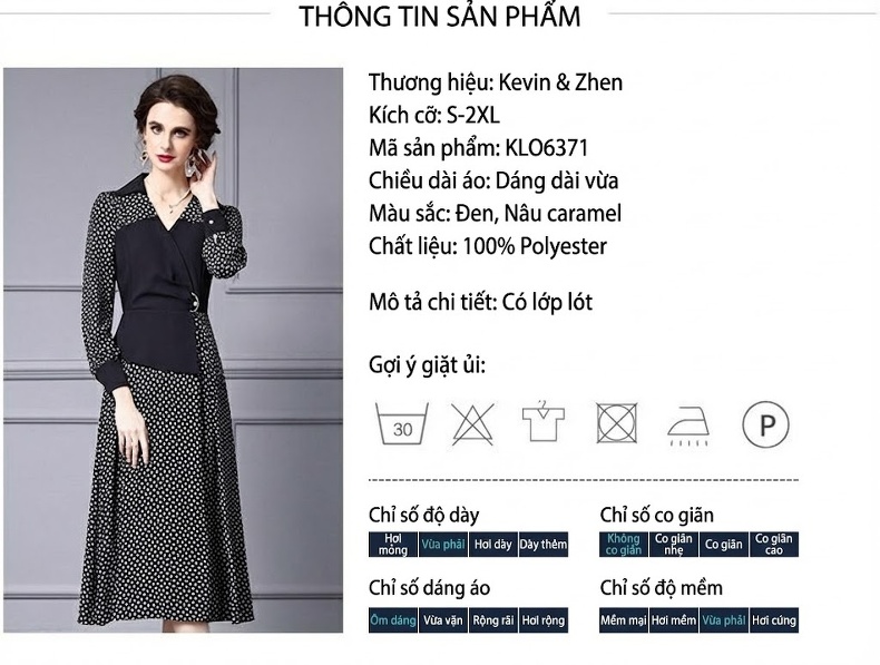 Váy Liền Thân Dáng Dài Thu Đông Thiết Kế Giả Hai Lớp Màu Đen, Nâu chi tiết 18