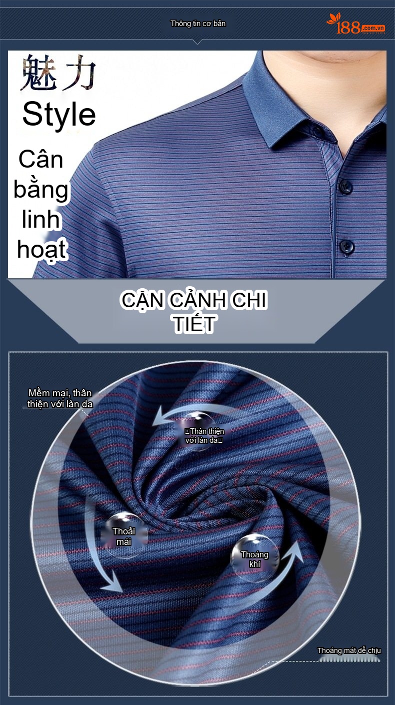Áo Thun Polo Nam Lụa Tơ Tằm Cộc Tay Phong Cách Doanh Nhân Màu Tím, Xanh Dương, Xanh... chi tiết 2