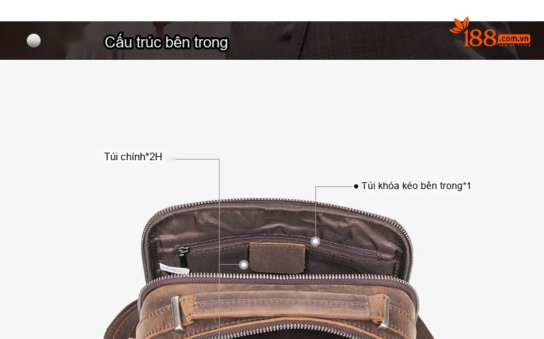 Túi Đeo Chéo/Đeo Vai/Xách Tay Nam Da Bò Thời Trang chi tiết 6