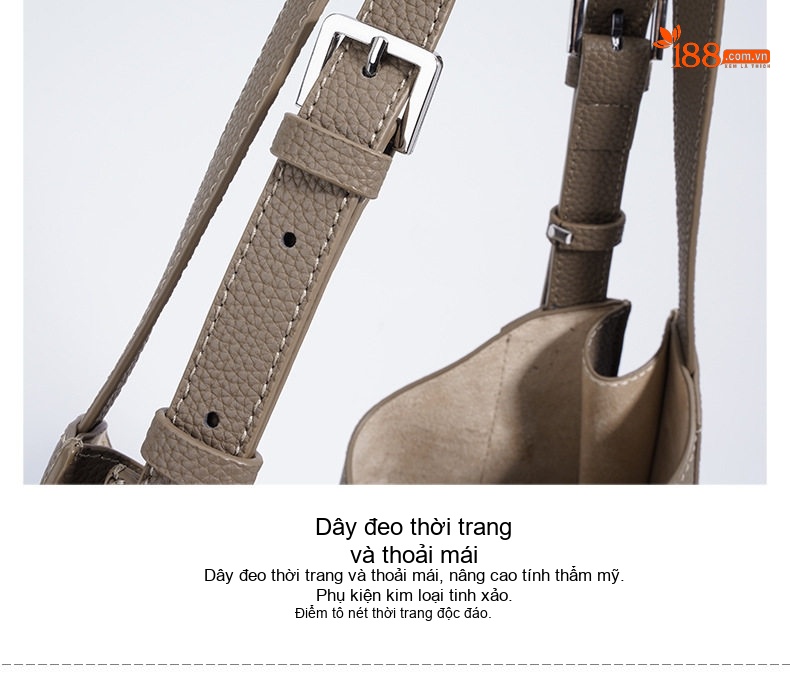 Túi Đeo Vai Nữ Da Bò Cao Cấp Thiết Kế Tối Giản Màu Đen, Xám, Xanh Dương... chi tiết 12