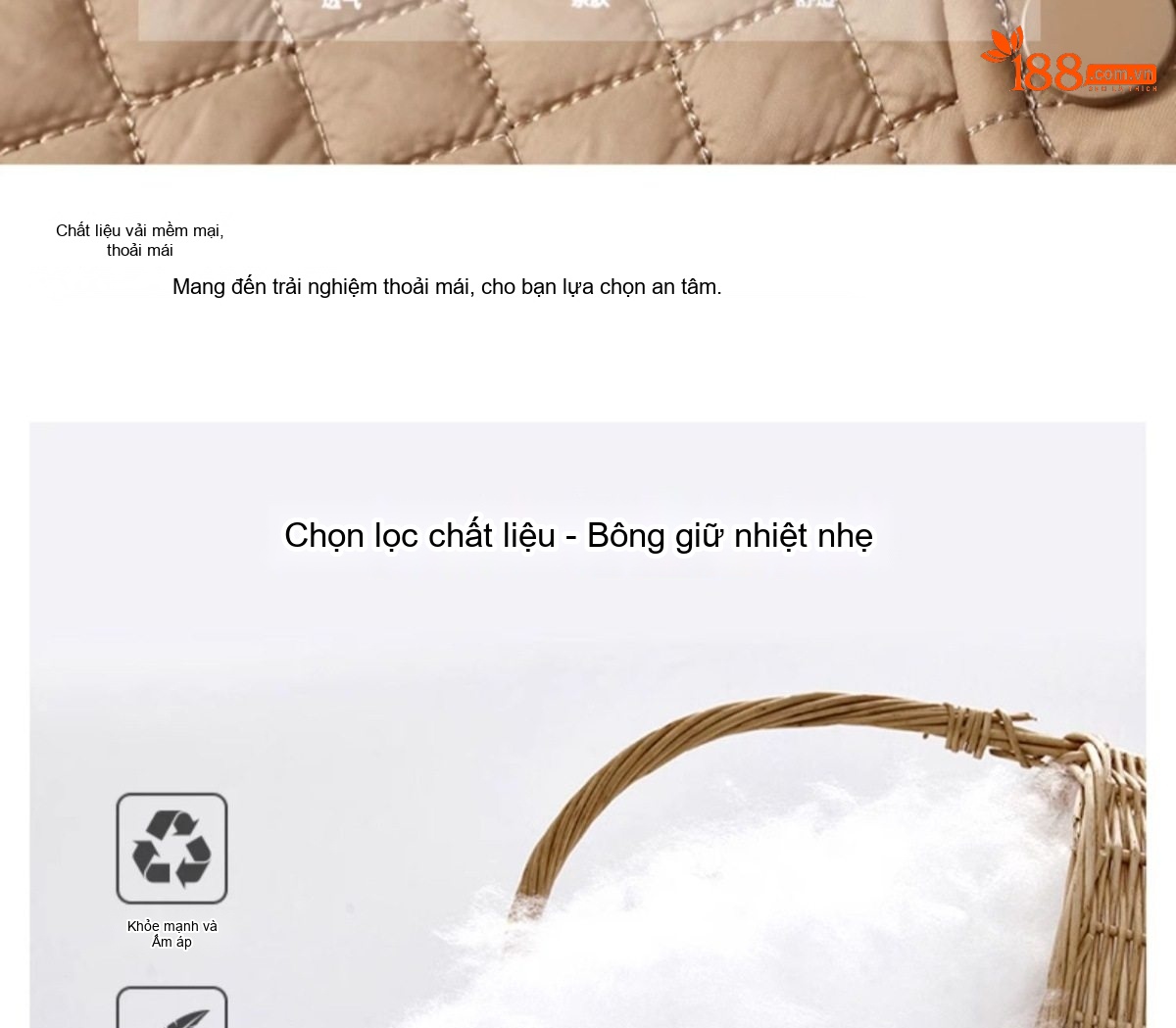 Áo Khoác Phao Nữ Chần Bông Họa Tiết Trám Dáng Ngắn Nhẹ Ấm Áp Màu Nâu, Đen chi tiết 9