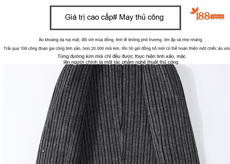 Áo Vest Nam Hai Mặt Len Lông Cừu Kẻ Sọc Phong Cách Doanh Nhân Thu Đông 2024 Màu Xám chi tiết 6