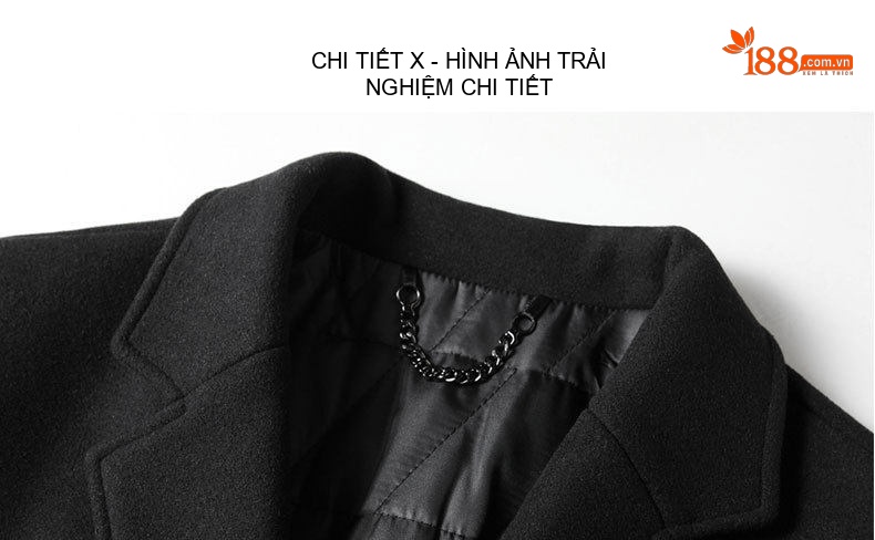 Áo Khoác Dạ Nam Dáng Dài Vừa Lót Bông Lông Cừu Áo Khoác Gió Thanh Niên Phong Cách Doanh Nhân Màu Đen chi tiết 11