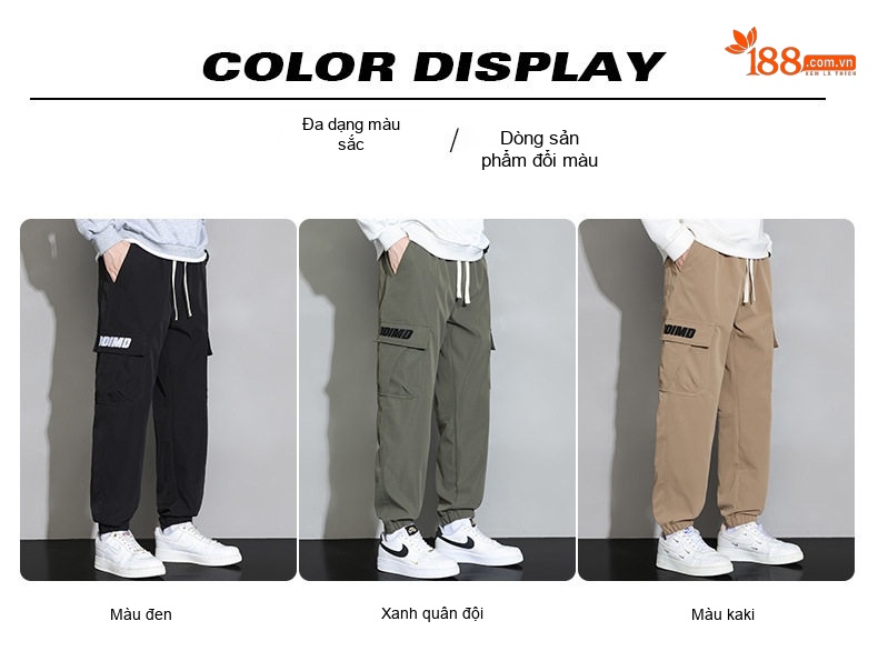 Quần dài nam ống bo gấu lót lông dáng thể thao nhiều túi chi tiết 12