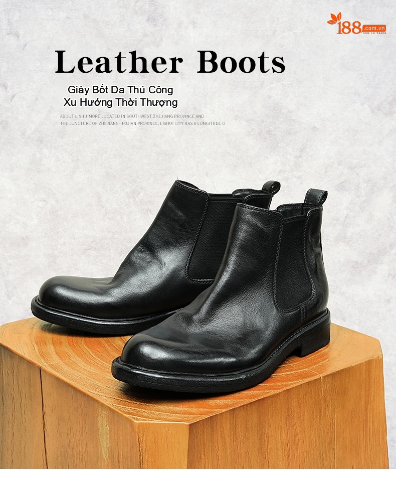 Boot Chelsea Nam Da Mờ Cao Cổ Chiều Cao Đế Khoảng 3cm Màu Đen, Nâu chi tiết 1